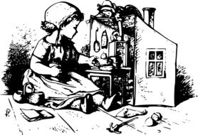 dollhouse girl toy silhouette drawing