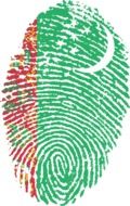 turkmenistan flag in shape of fingerprint