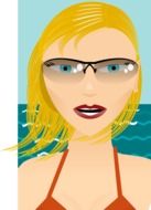 painted blonde girl on the beach