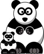 clipart of cartoon panda with baby