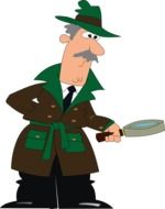 clipart,detective with magnifying glass in the drawn form