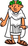 cartoon roman emperor holding parchment