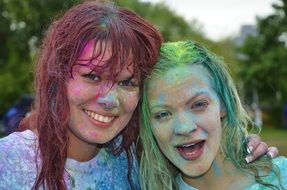 fun girls at the color run festival
