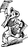 black and white graphic image of a newsboy