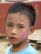 portrait of a sad boy in burma