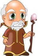 drawing of an old wizard with a staff