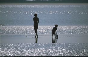 mother with baby on the North Sea