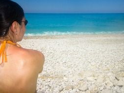 woman is on a beach