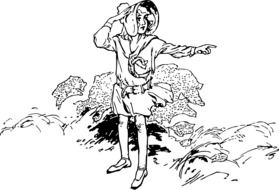 black and white graphic image of a girl in a hat