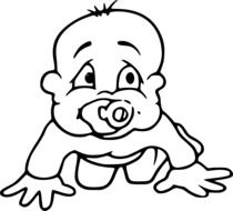 drawing of a newborn with a pacifier