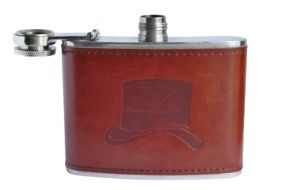 drinking flask with leather