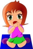 colorful clipart of happy kid kneeling