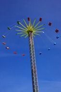 bottom view of chain carousel at sky