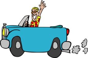 old man drive vintage car cartoon drawing