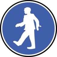 blue pictogram with a picture of a walking man