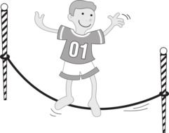 cartoon boy balancing on slackline