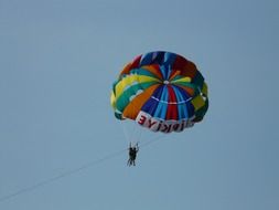 Controlled parachute against the sky