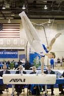 gymnast man is performing on the log