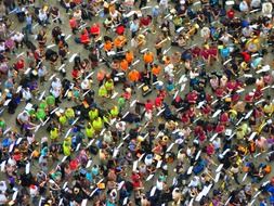 a crowd of people on trombone day on Cathedral Square