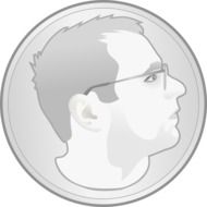 drawn profile of a man on a coin