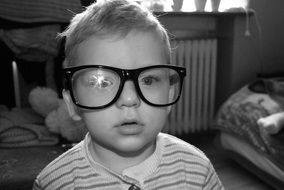 little boy with glasses for adults