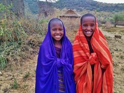 children of the African indigenous people Massai living in Tanzania