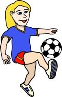 graphic image of a fair-haired football player with a ball