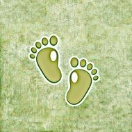 green baby footprints