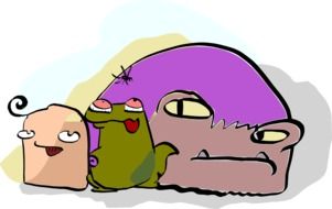 painted multi-colored monsters