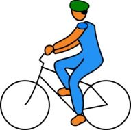 drawn athlete in a blue suit on a bicycle