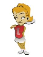 drawing of a girl with a tennis racket on a white background