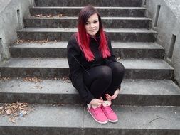 girl sitting on the stairs
