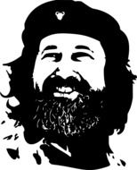 black and white drawing of che guevara