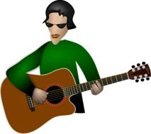 drawing of an acoustic guitar player