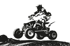 pencil image of an athlete on an ATV