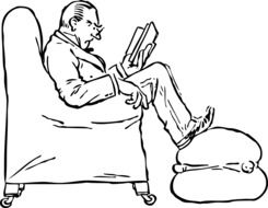 pencil drawing of a man reading a book on the couch