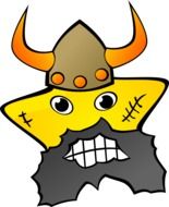 cartoon viking in horned helmet