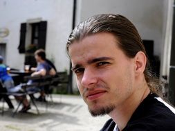 man with long hair