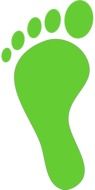 green footprint on a white background