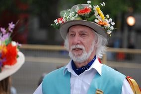 bearded dancer in traditional costume