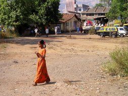 indian girl in orange dress