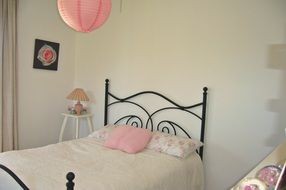 bedroom in light pink color