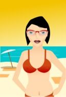 graphic woman in bikini on the beach