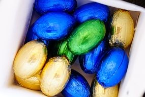 eggs in colored foil