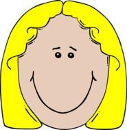 cartoon smiling girl face with yellow hair