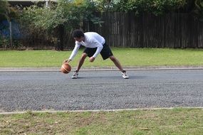 a basketball player with a ball