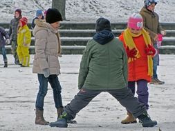 children outdoors in winter