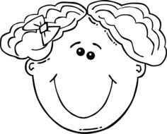 happy drawn girl with curly hair