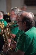 playing the saxophone
