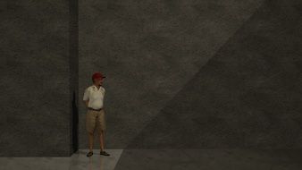 mature man at grey wall